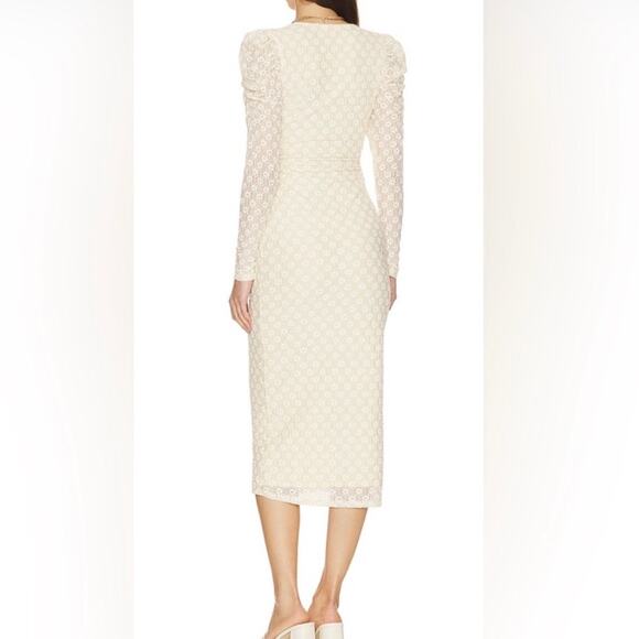 Revolve Lovers and Friends Womens Zoey Lace Midi Dress Large Ivory Cream - Picture 7 of 16